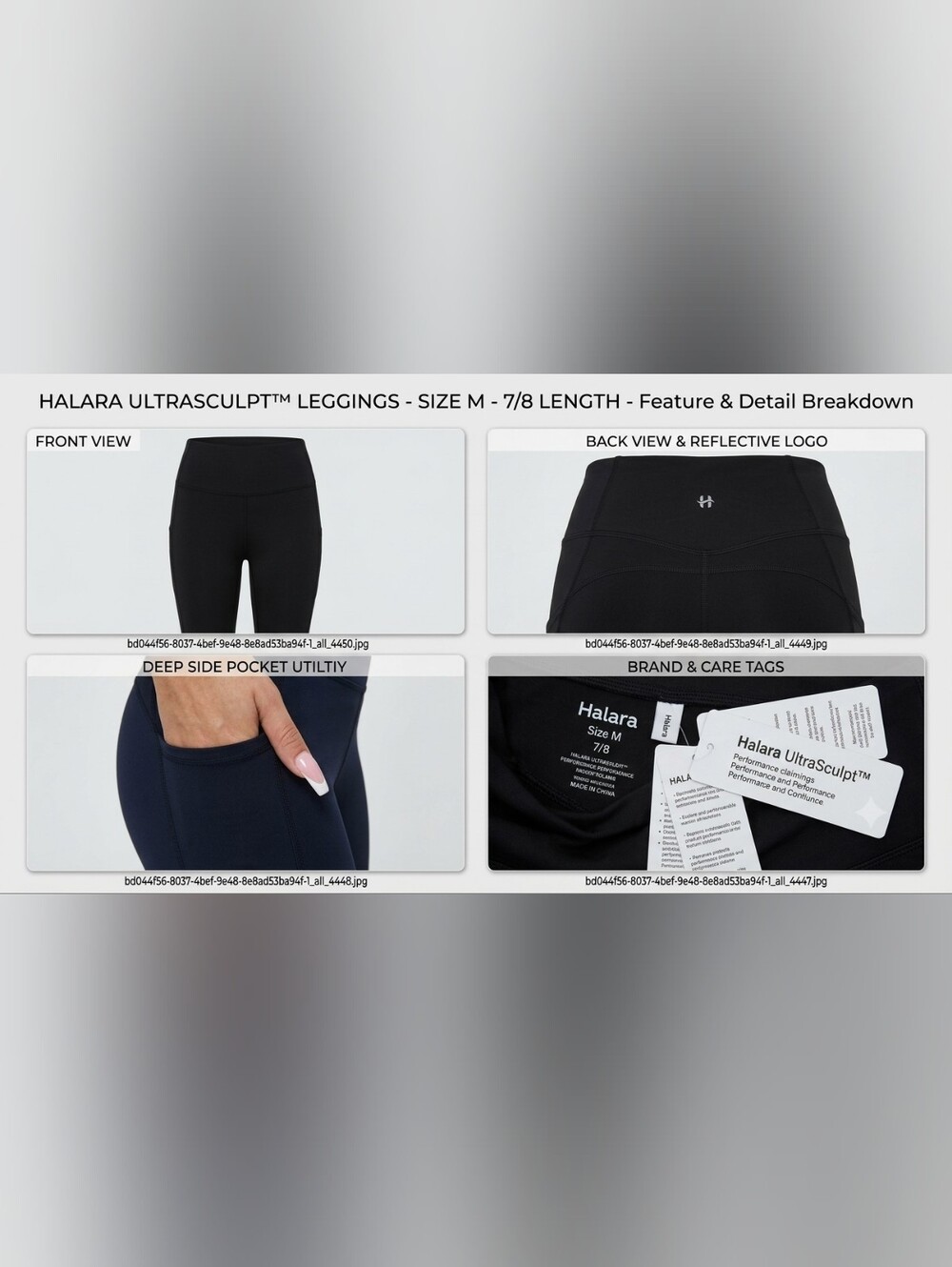 Halara UltraSculpt High Waisted 7/8 Leggings Size M Black Deep Side Pockets